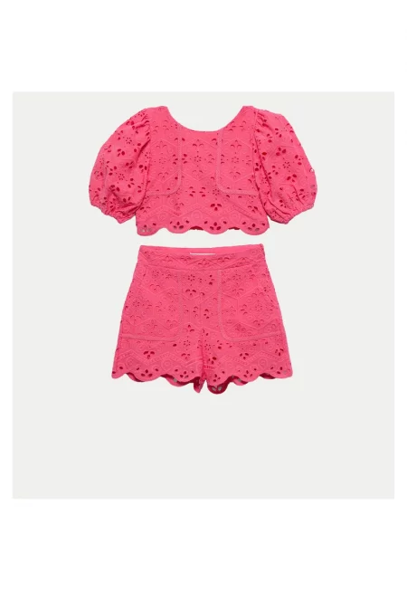 Детски комплект - Абел и Лула - памук - цвят фуксия