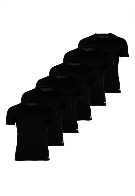 Домашна памучна слим тениска - 6 броя - Черен