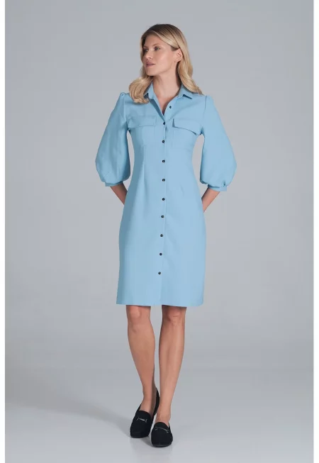 Ежедневна рокля  M849 - синя - полиестер - универсална -