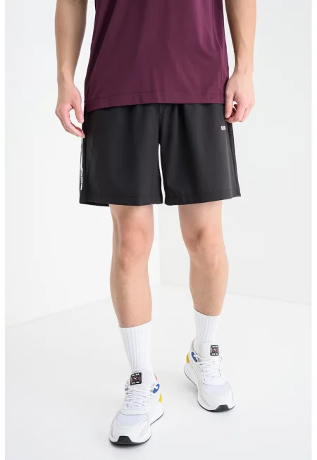 Фитнес бермуди с лого - Черен