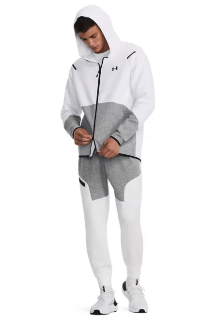 Фитнес худи Unstoppable с цип - Бял/Сив