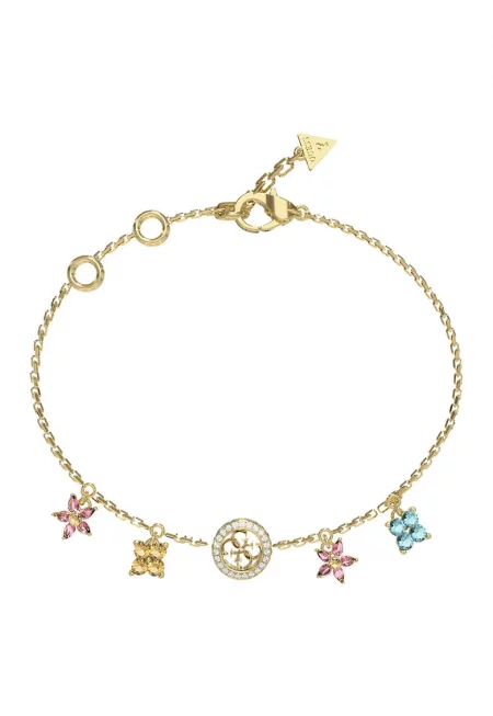 Гривна с флорални висулки и циркони