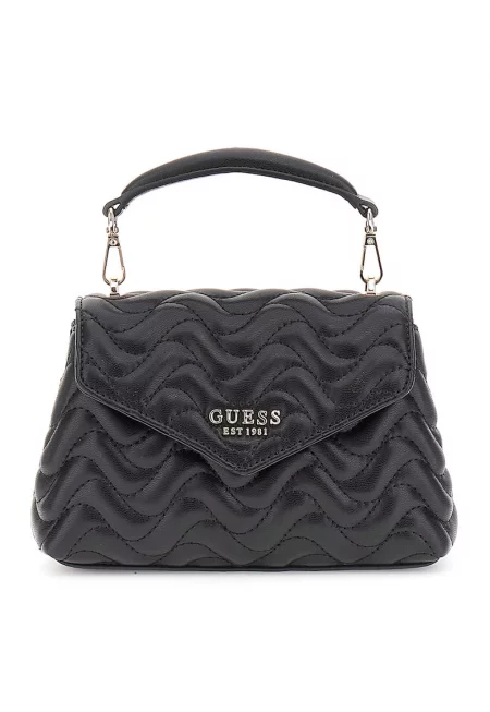 Капитонирана чанта през рамо от еко кожа - Черен