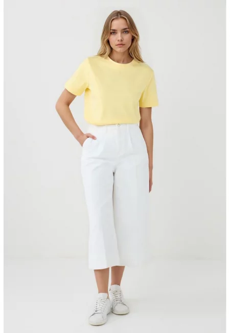 Капри с широк крачол - Бял