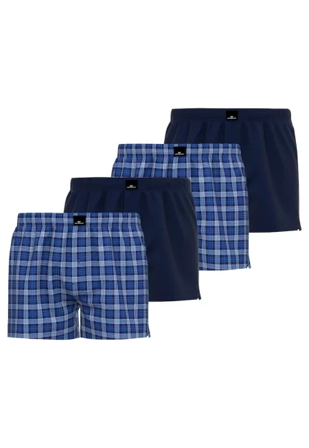 Карирани боксерки - 4 чифта - Бял/Син