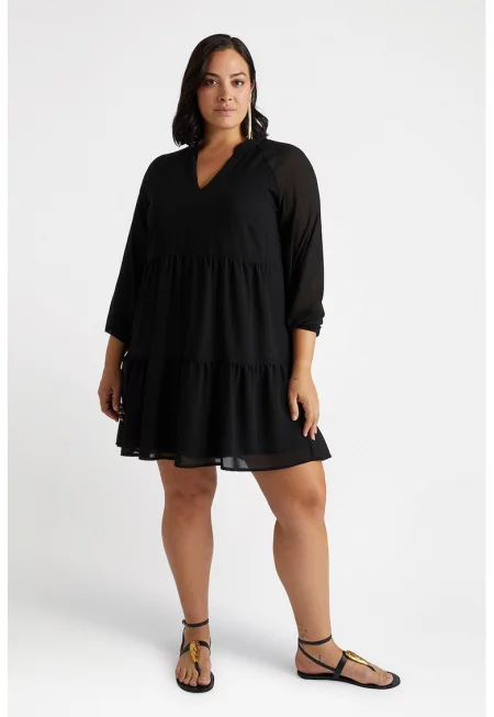 Къса рокля с шпиц - Черен