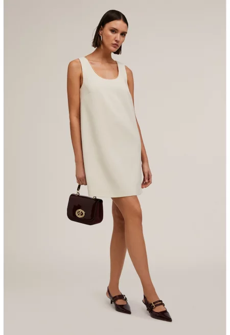 Къса рокля с верижка - Мръснобял