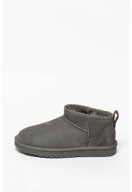 Класически slip-on мини велурени ботуши - 43797 - Сив