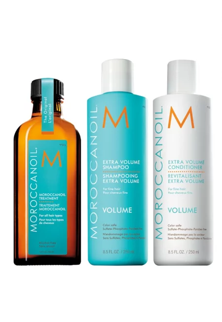 Комплект  Volume за коса с липса на обем: Шампоан и балсам за обем Moroccanoil - 250 мл + Масло Moroccanoil Treatment за всички типове коса - 25 мл