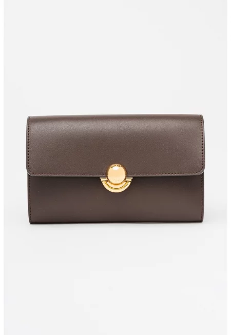 Кожен клъч Sfera с отделяща се презрамка - Тъмнокафяв