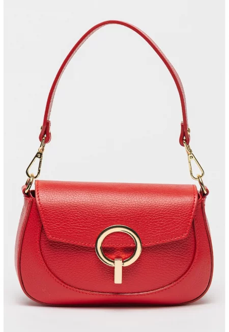 Кожена чанта през рамо - Червен