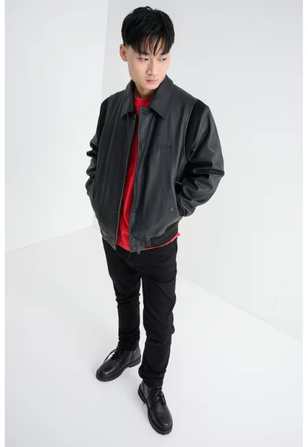 Кожено яке Lewick с велур - Черен