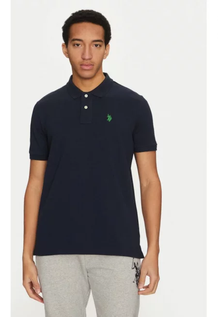 Мъжка тениска - US Polo Assn. - 305230478 - Органичен памук - Син