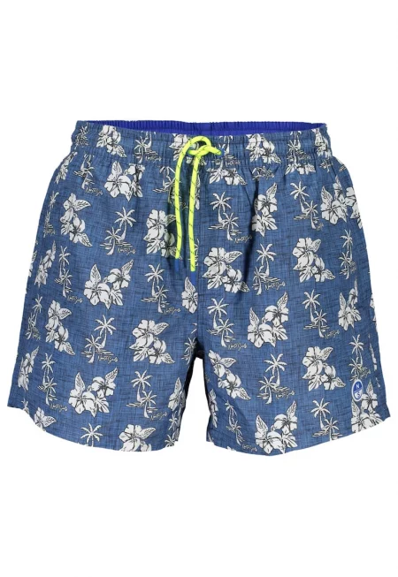 Мъжки бански  модел с еластична талия - 2 джоба - памук - син