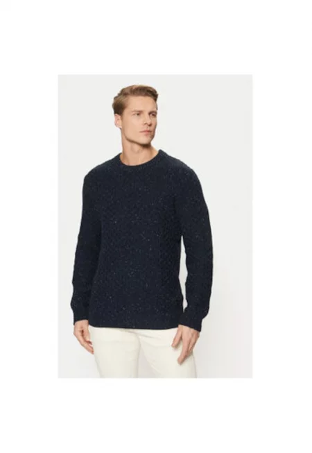 Мъжки пуловер -  304546082 - Памук/Полиестер/Полиамид - Син