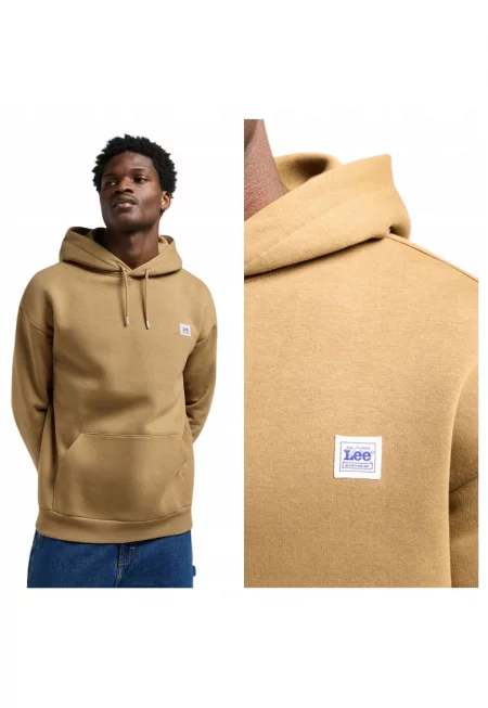 Мъжки суичър -  Ww Essential Hoodie - памук - с качулка - жълт - Каки