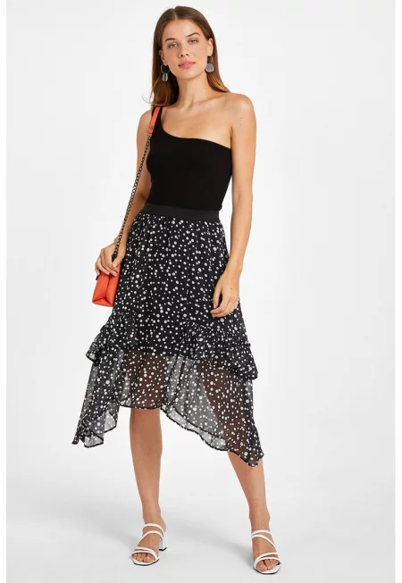 Миди пола с асиметрия и десен