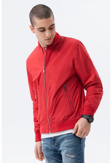 Олекотено яке бомбър - Червен