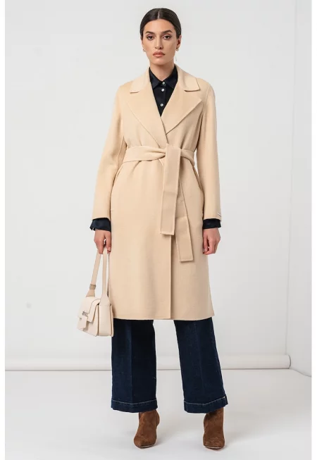 Палто с вълна и цепки встрани