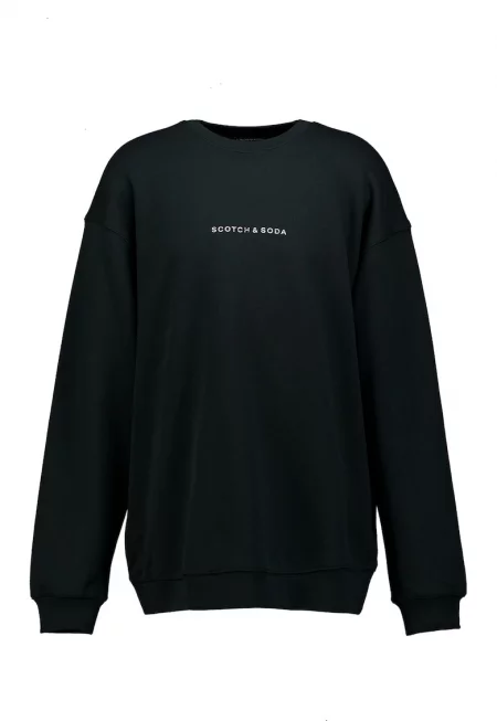 Памучен суитшърт с овално деколте - Бледозелен