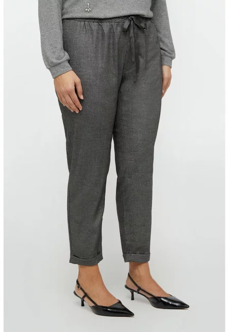 Панталон с връзка и стеснен крачол - Антрацитно сиво