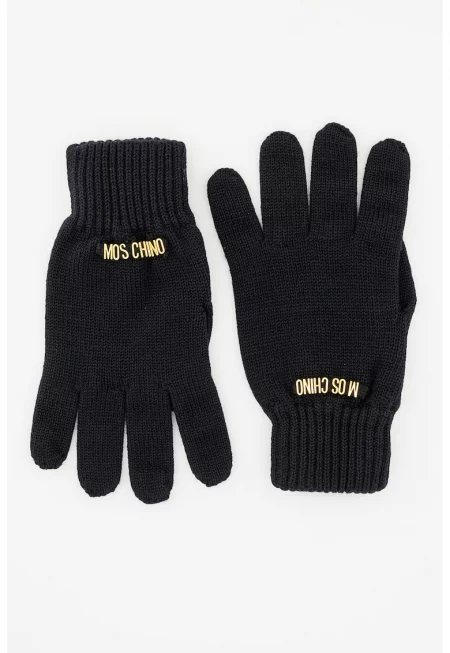 Плетени ръкавици с вълна - Черен