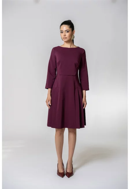 Плисирана рокля Bertina - Тъмновиолетов