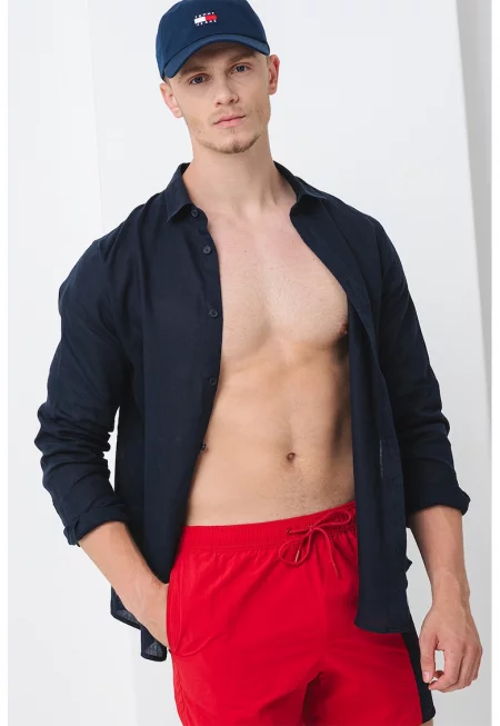 Плувни шорти с джобове - Ултрамарин синьо/Аленочервен