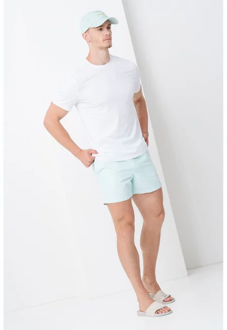 Плувни шорти с връзка - Бял/Аквамарин синьо