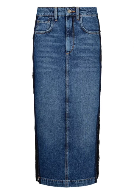 Пола от деним с дантела - Тъмносин