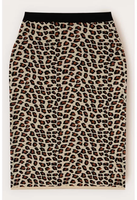 Пола с принт - Кафяв/Бежов