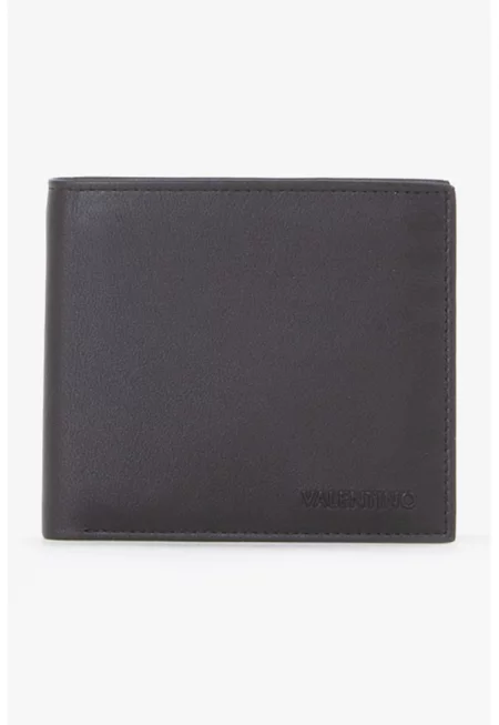 Портфейл от еко кожа с двойно прегъване - Черен