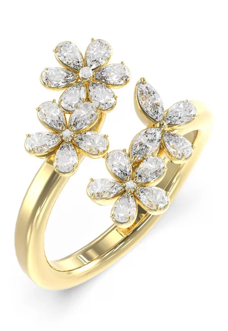 Пръстен Lily Multi Flowers от неръждаема стомана - Златист/Сребрист