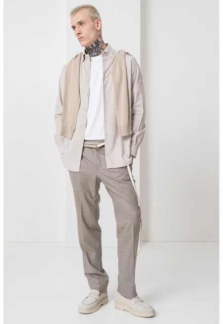 Прав официален панталон с вълна - Бежов