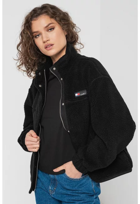 Пухено яке с цип и лого