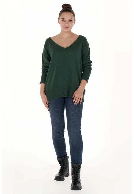 Пуловер със свободна кройка и шпиц