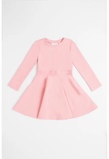 Разкроена рокля с лого - Тъмнорозов/Прашно розово