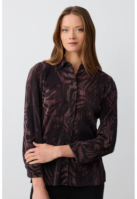 Риза с десен - Тъмнокафяв/Прозрачен