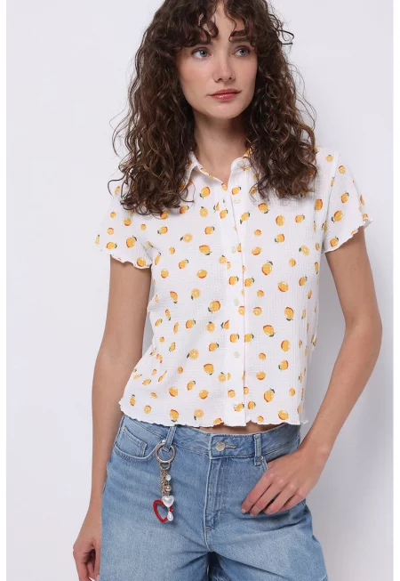 Риза с къси ръкави и десен