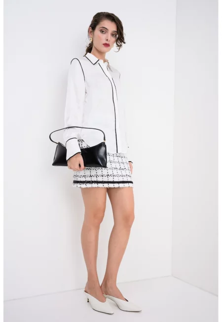 Риза с контрасти - Черен/Мръснобял