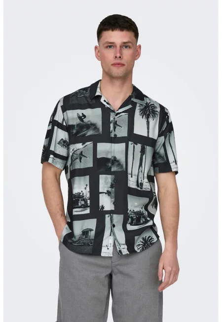 Риза с раздвоен ревер и графика