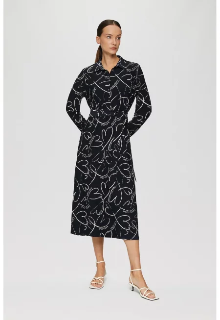 Рокля-риза на сърца - Ултрамарин синьо/Мръснобял