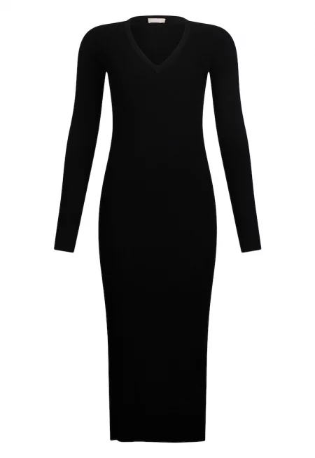 Рокля с декоративни камъни - Черен