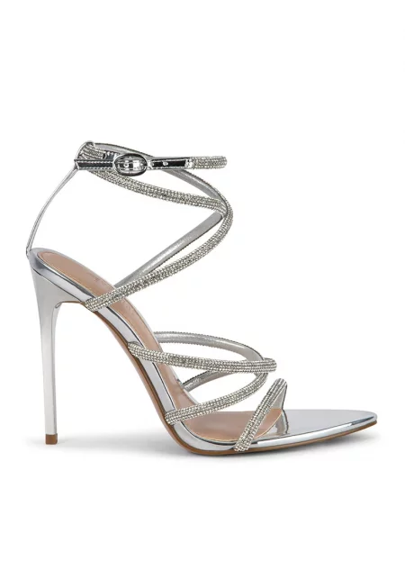 Сандали от еко кожа с ток стилето - Сребрист