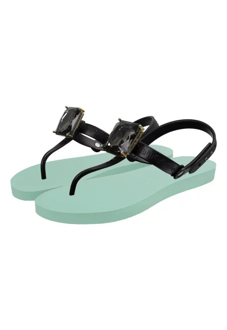 Сандали с разделител за палеца и декоративни камъни