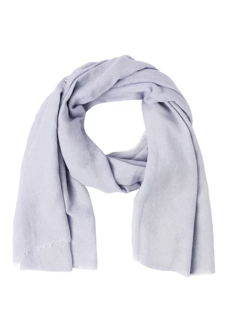 Шал с лен и незавършен подгъв - Пастелносин