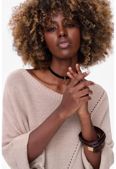 Широк пуловер с 3/4 ръкави Gustti - Един размер