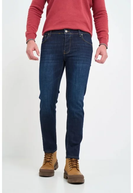 Скини дънки с копчета - Ултрамарин синьо