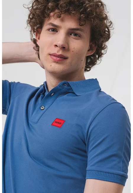 Слим тениска Dereso с яка - Лавандула