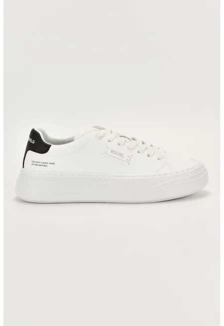 Спортни обувки от еко кожа с лого - Бял